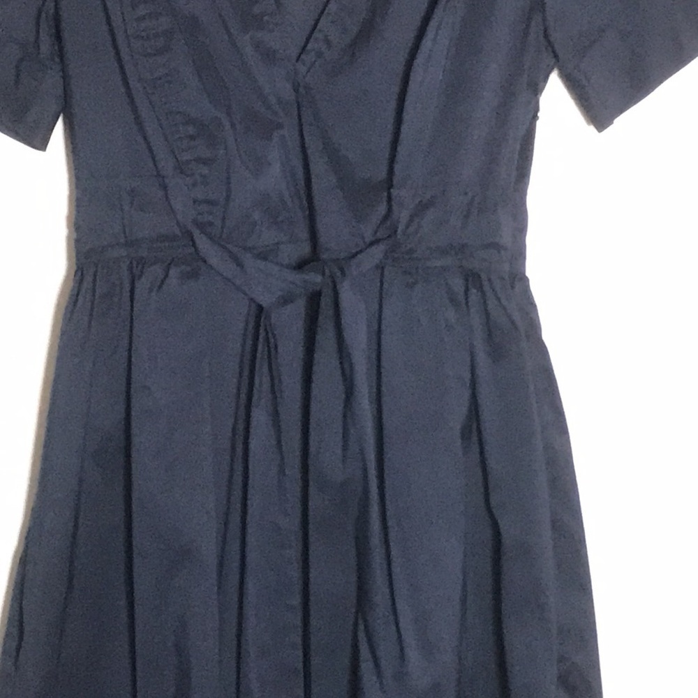 Diane Von Furstenberg Faux Wrap Navy Fit And Flare V-Neck Waist Belt Dress 2 - Picture 4 of 11